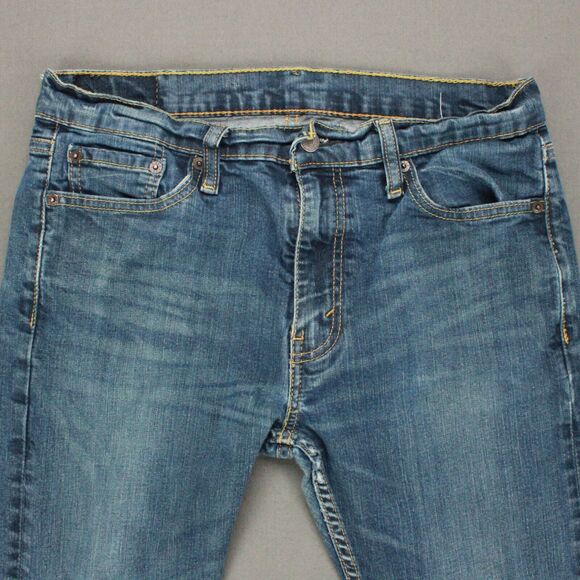 Levis 513 Jeans Mens 33x30 Blue Denim Slim Straight Medium Wash Actual 32x27 - Picture 2 of 11